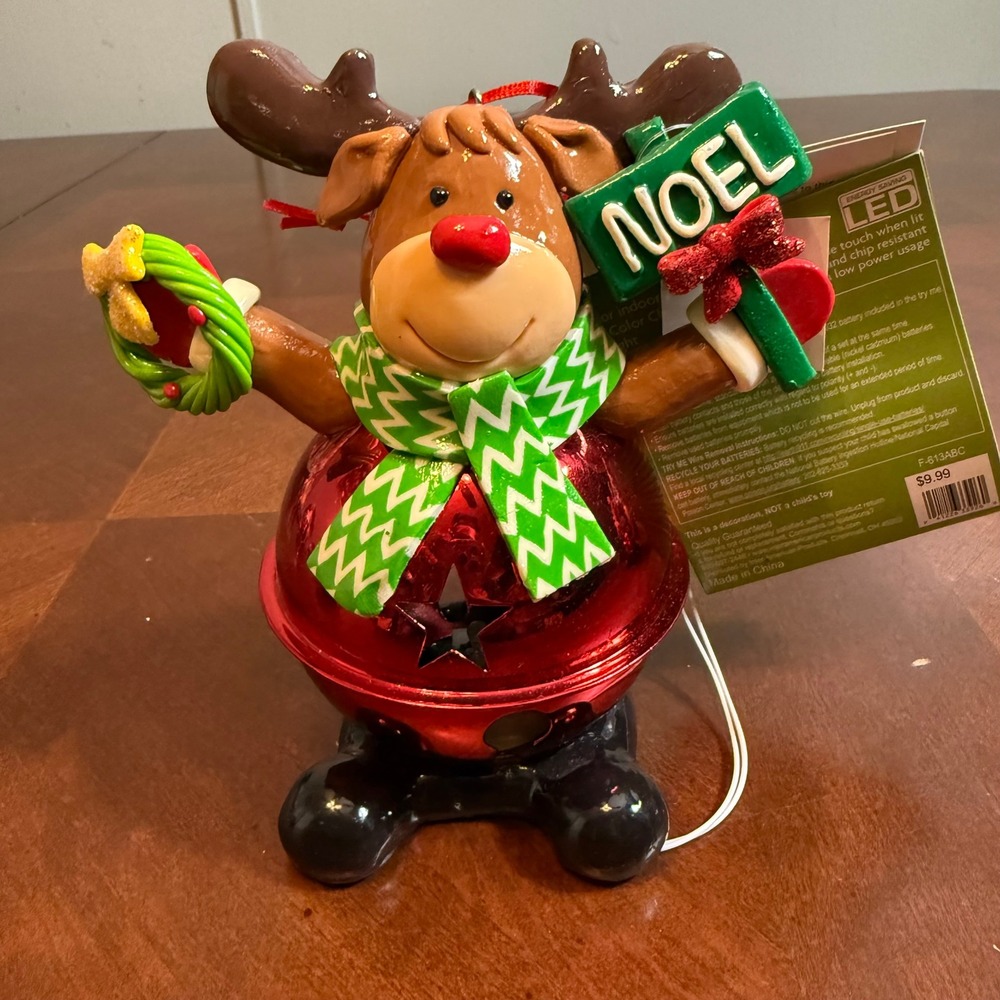 Holiday Home Animated LED Reindeer Christmas Figurine Noel Bell Light‎ Up